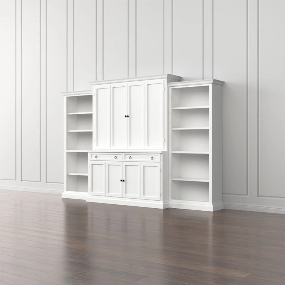 Cameo 4-Piece White Open Bookcase Entertainment Center