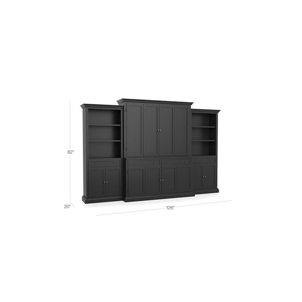 Cameo 4-Piece Bruno Black Storage Bookcase Entertainment Center