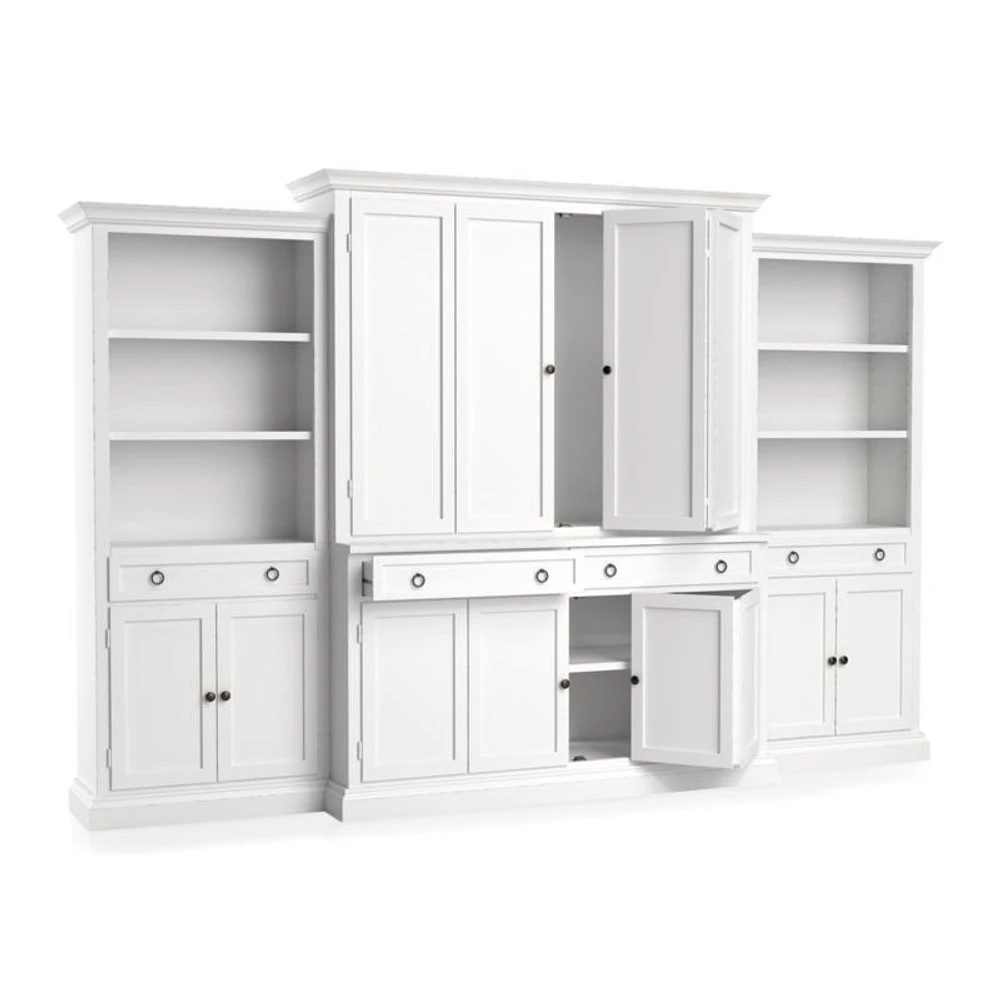 Cameo 4-Piece White Storage Bookcase Entertainment Center