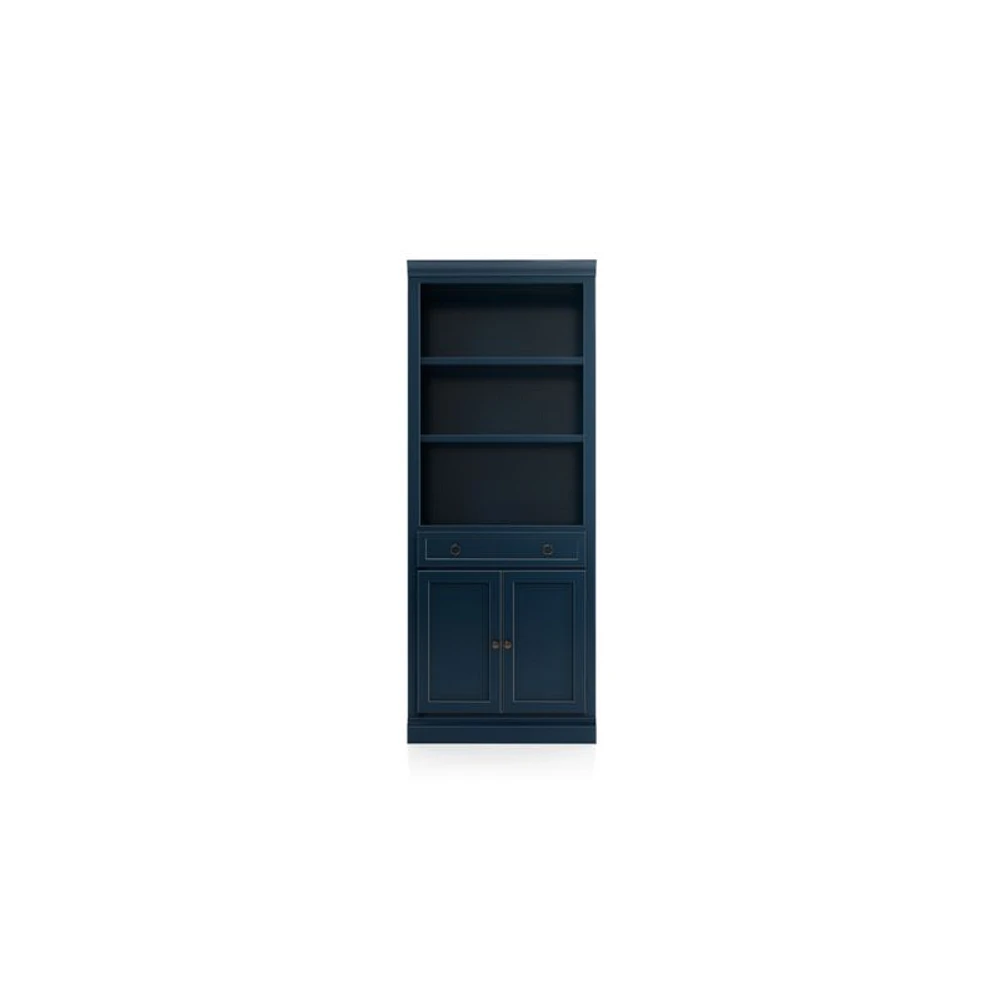 Cameo Indigo Storage Bookcase with Middle Crown