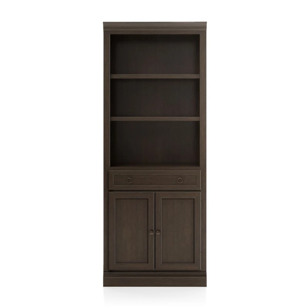 Cameo Pinot Lancaster Storage Bookcase with Middle Crown