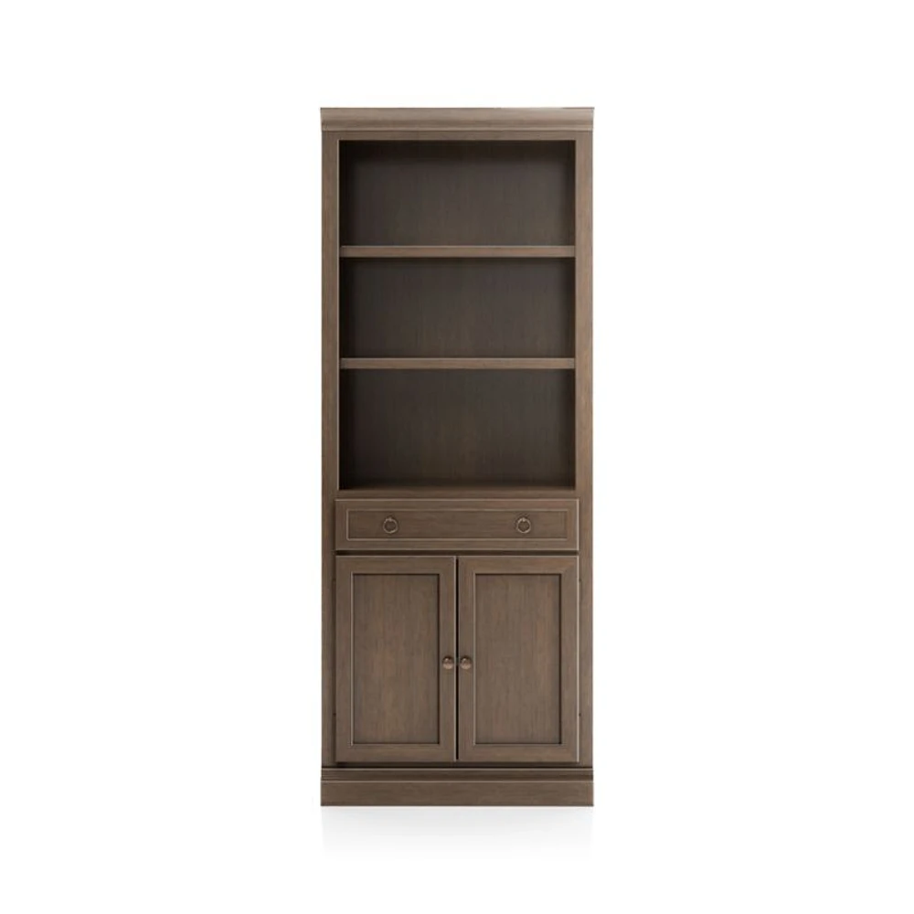Cameo Pinot Lancaster Storage Bookcase with Middle Crown