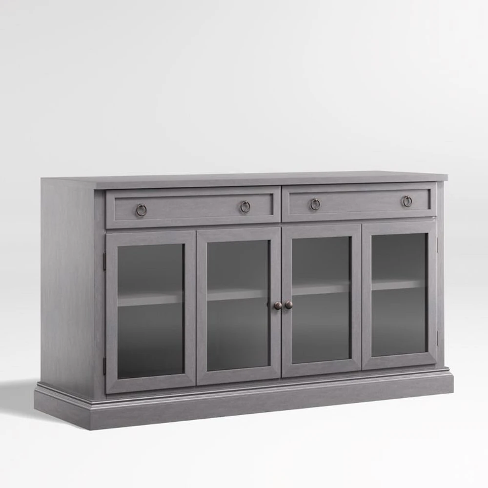Cameo 62" Dove Grey Storage Media Console with Glass Doors