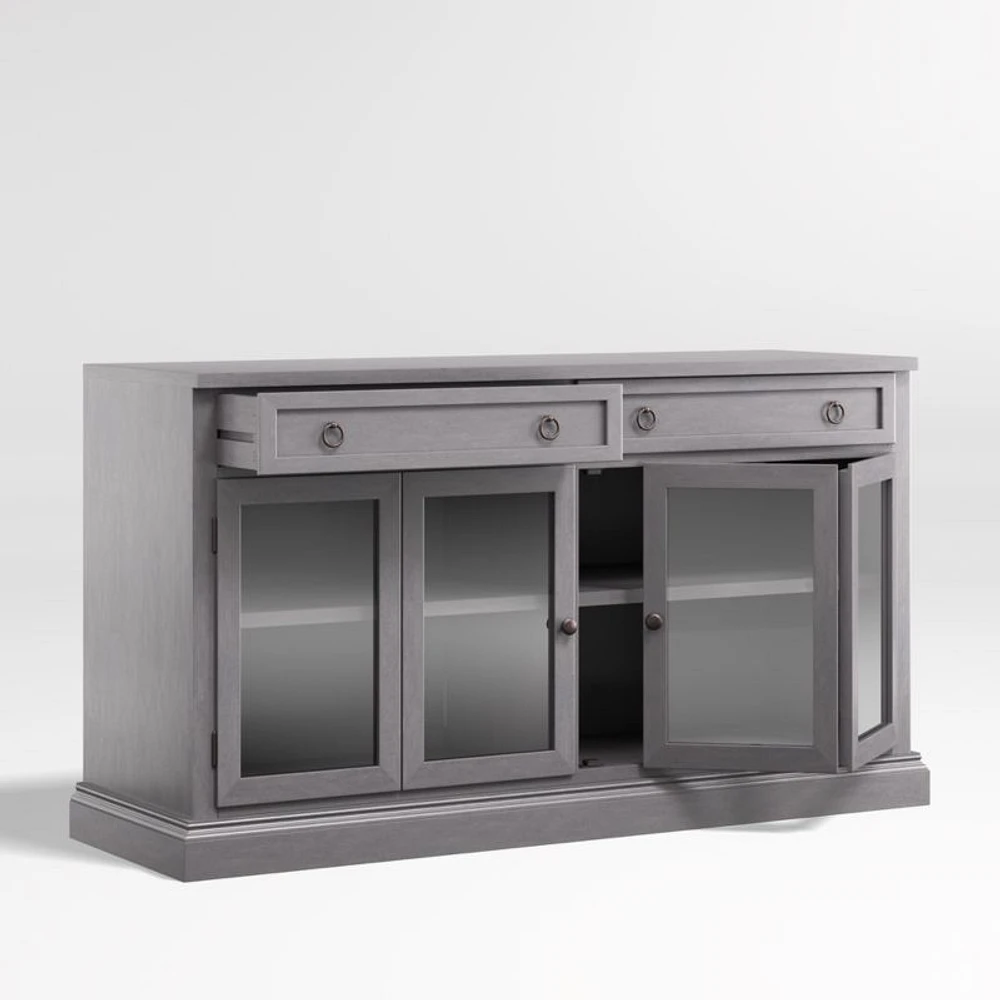 Cameo 62" Dove Grey Storage Media Console with Glass Doors