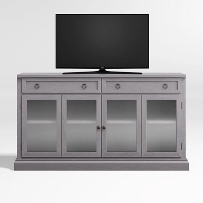 Cameo 62" Dove Grey Storage Media Console with Glass Doors