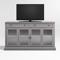Cameo 62" Dove Grey Storage Media Console with Glass Doors