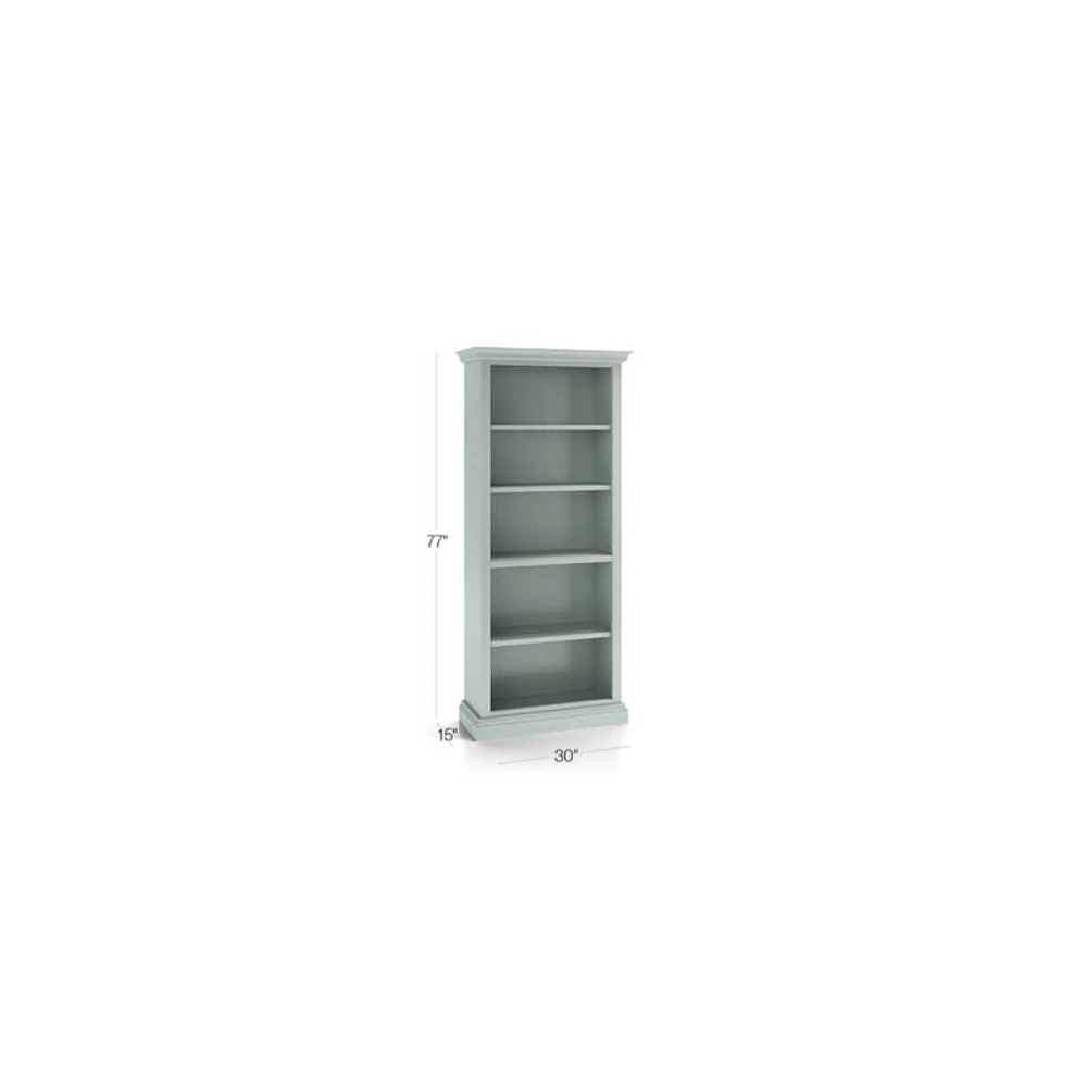 Cameo Blue Grey Open Bookcase with Full Crown