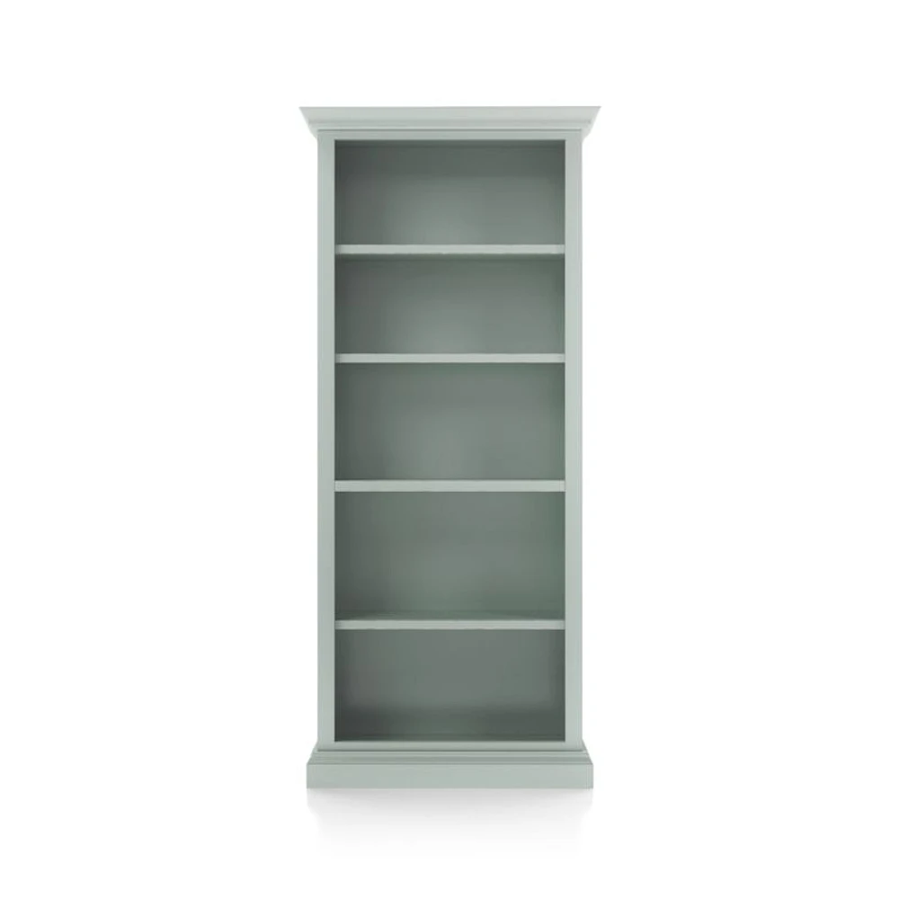 Cameo Blue Grey Open Bookcase with Full Crown