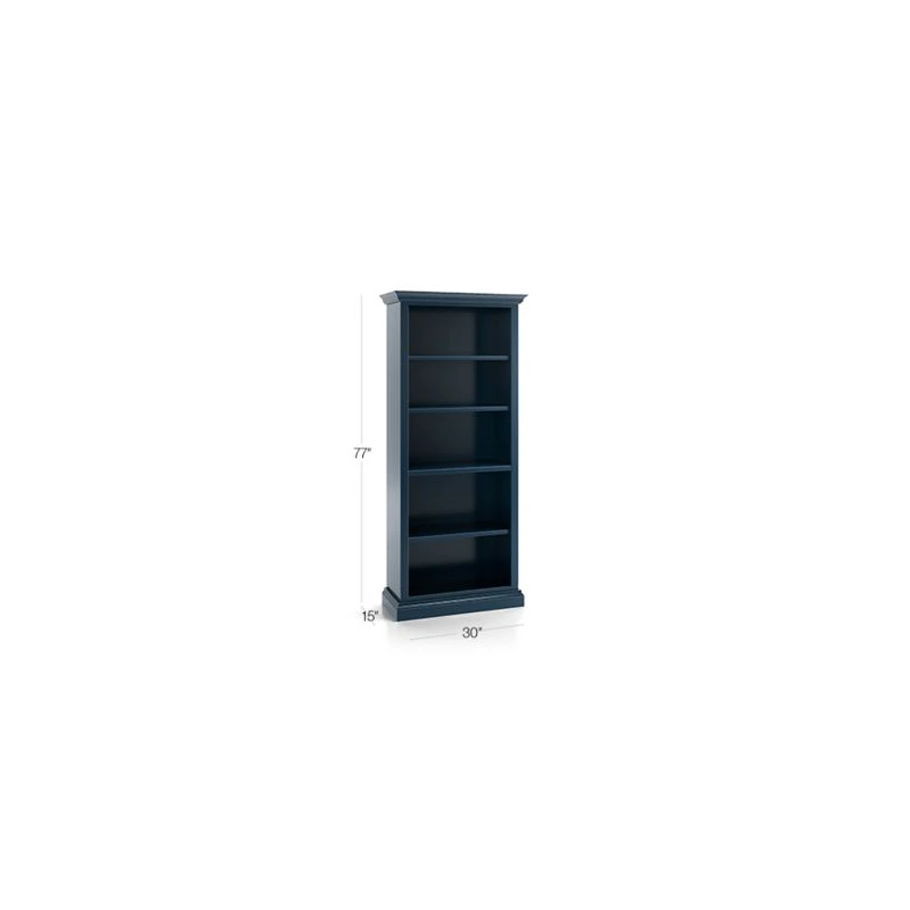 Cameo Indigo Open Bookcase with Full Crown