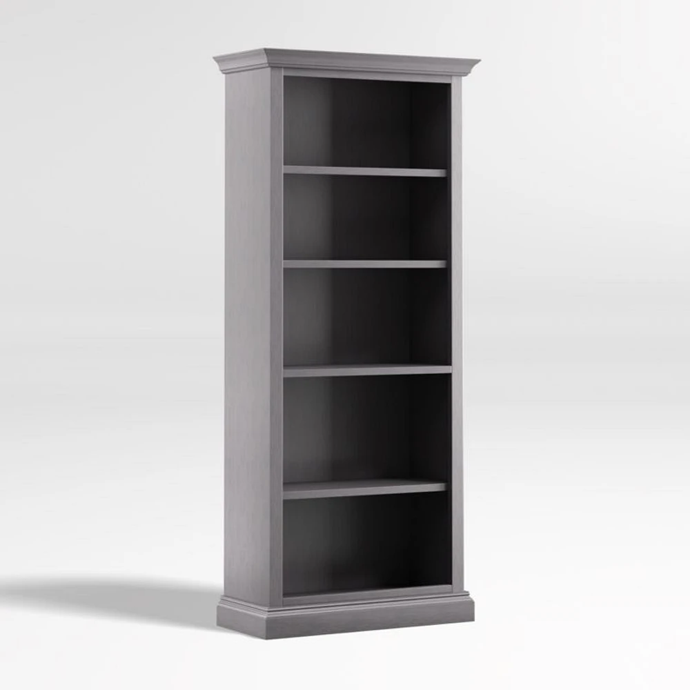 Cameo Dove Grey Open Bookcase with Full Crown