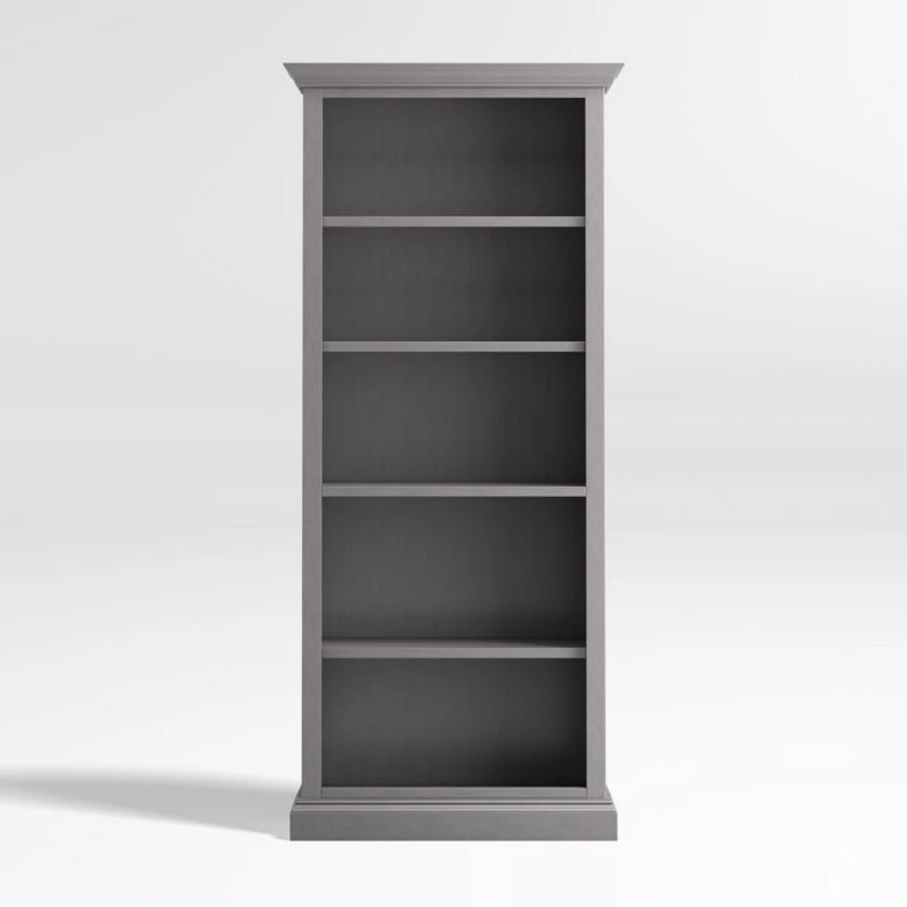 Cameo Dove Grey Open Bookcase with Full Crown