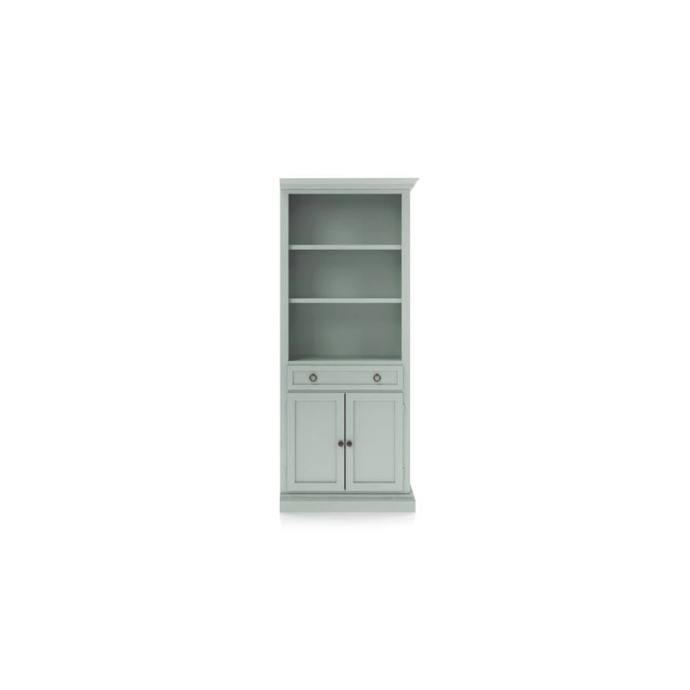 Cameo Blue Grey Storage Bookcase with Right Crown
