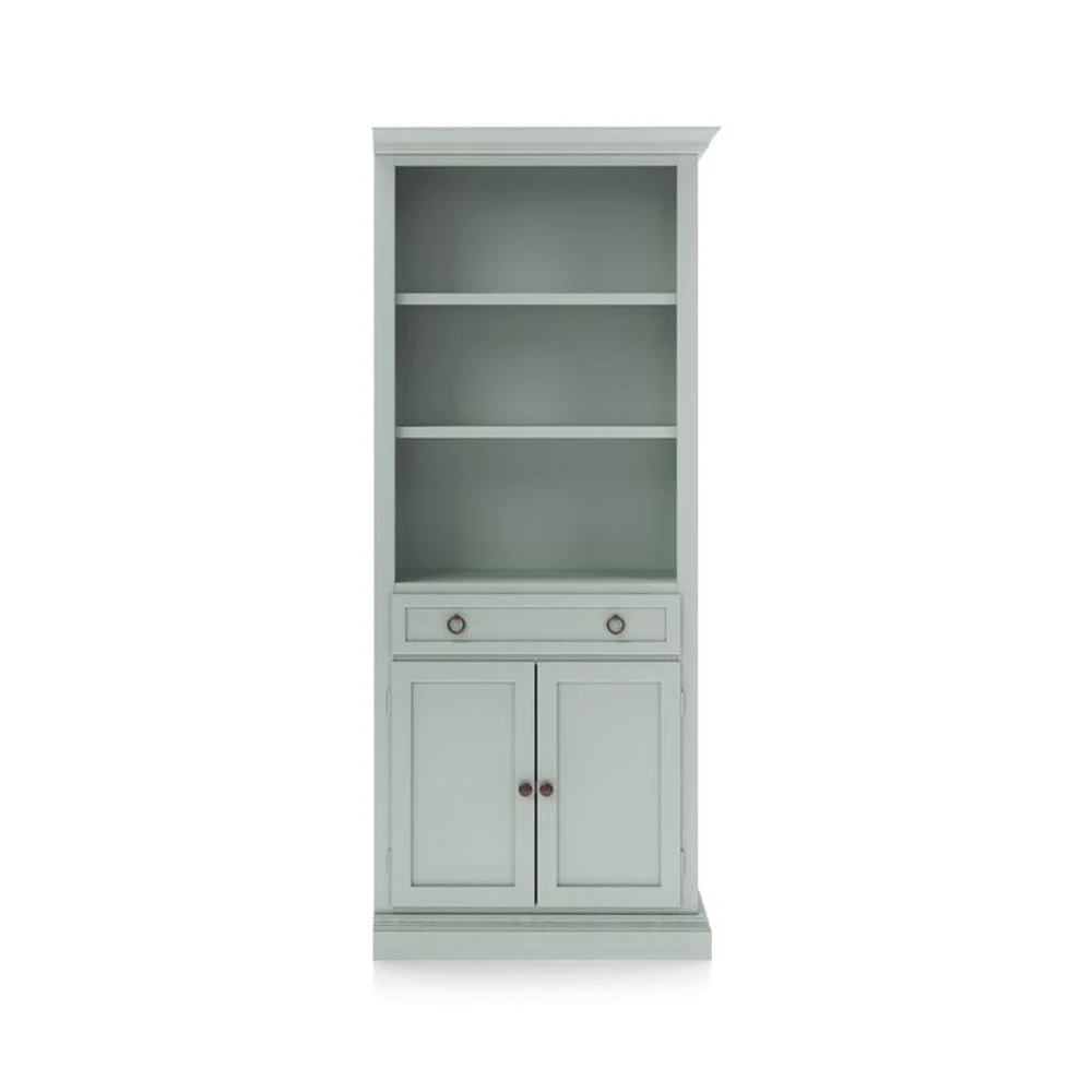 Cameo Blue Grey Storage Bookcase with Right Crown