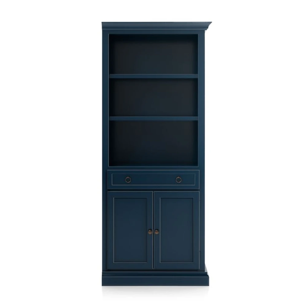 Cameo Indigo Storage Bookcase with Right Crown