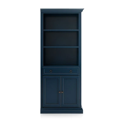 Cameo Indigo Storage Bookcase with Right Crown