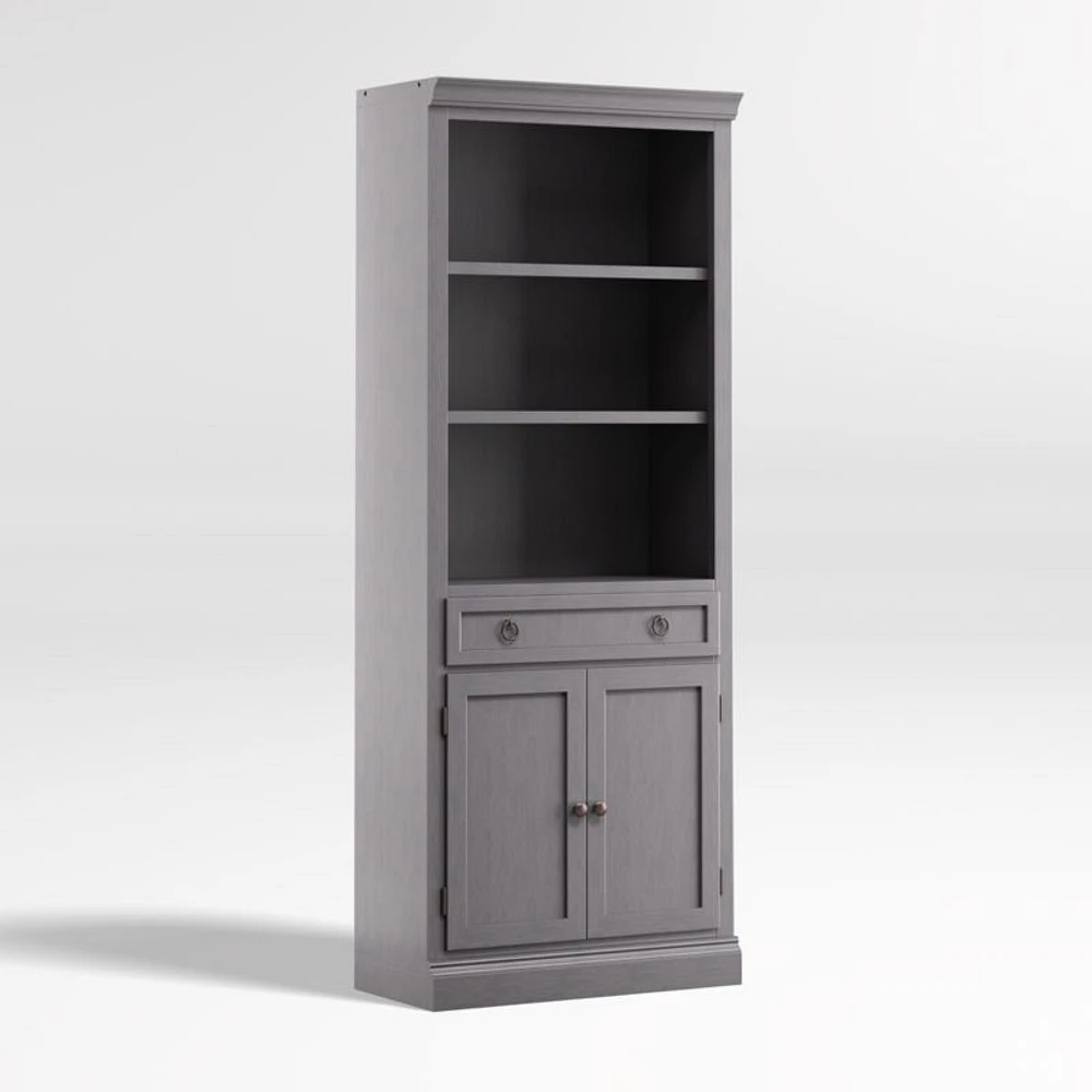 Cameo Dove Grey Storage Bookcase with Middle Crown