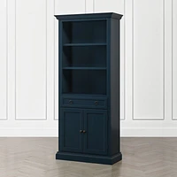 Cameo Indigo Storage Bookcase with Full Crown