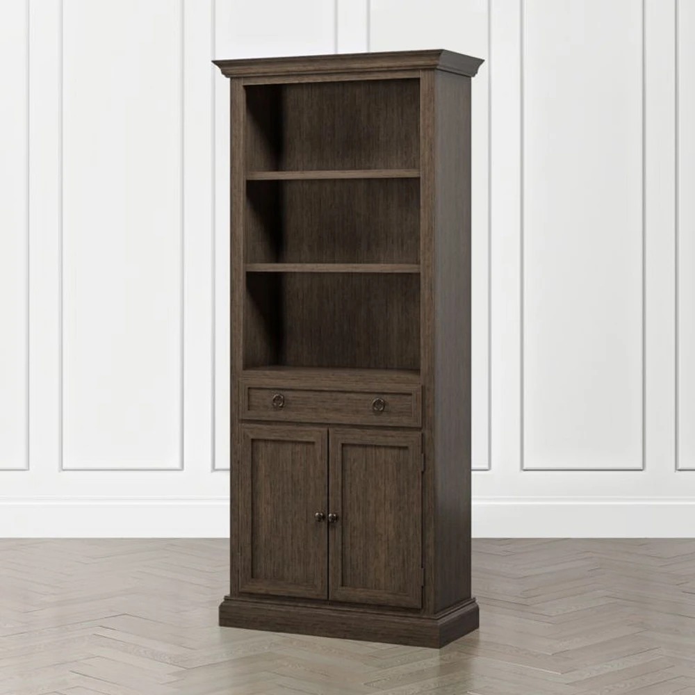 Cameo Pinot Lancaster Storage Bookcase with Full Crown