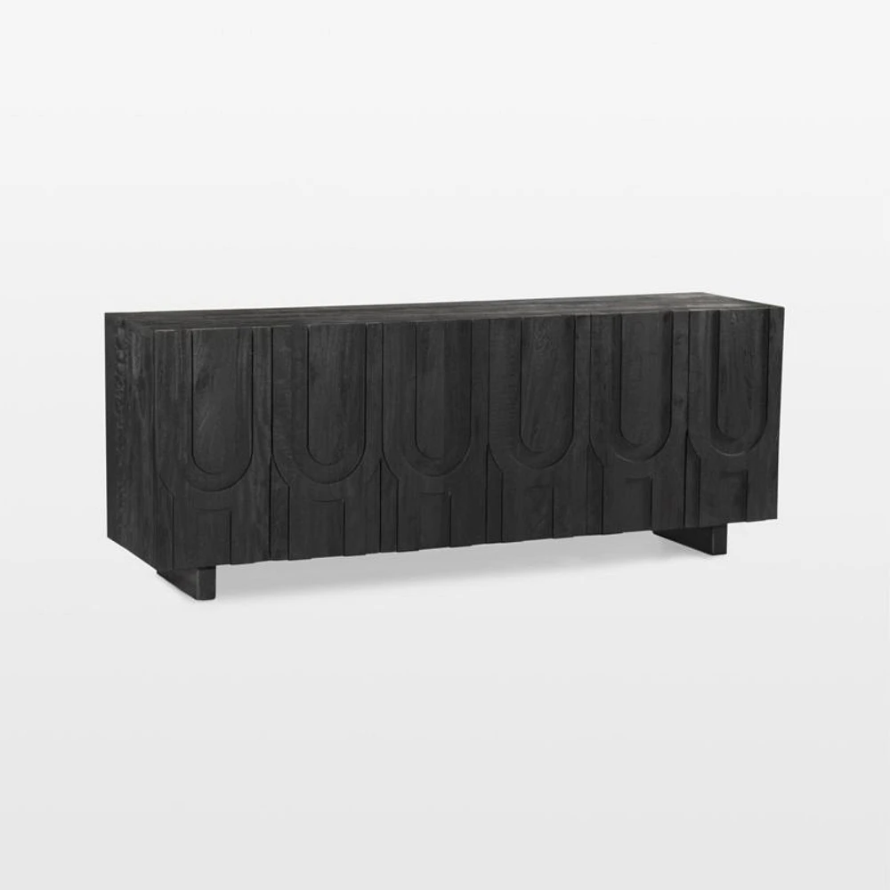 Camila 72" Aged Black Wood Storage Media Console