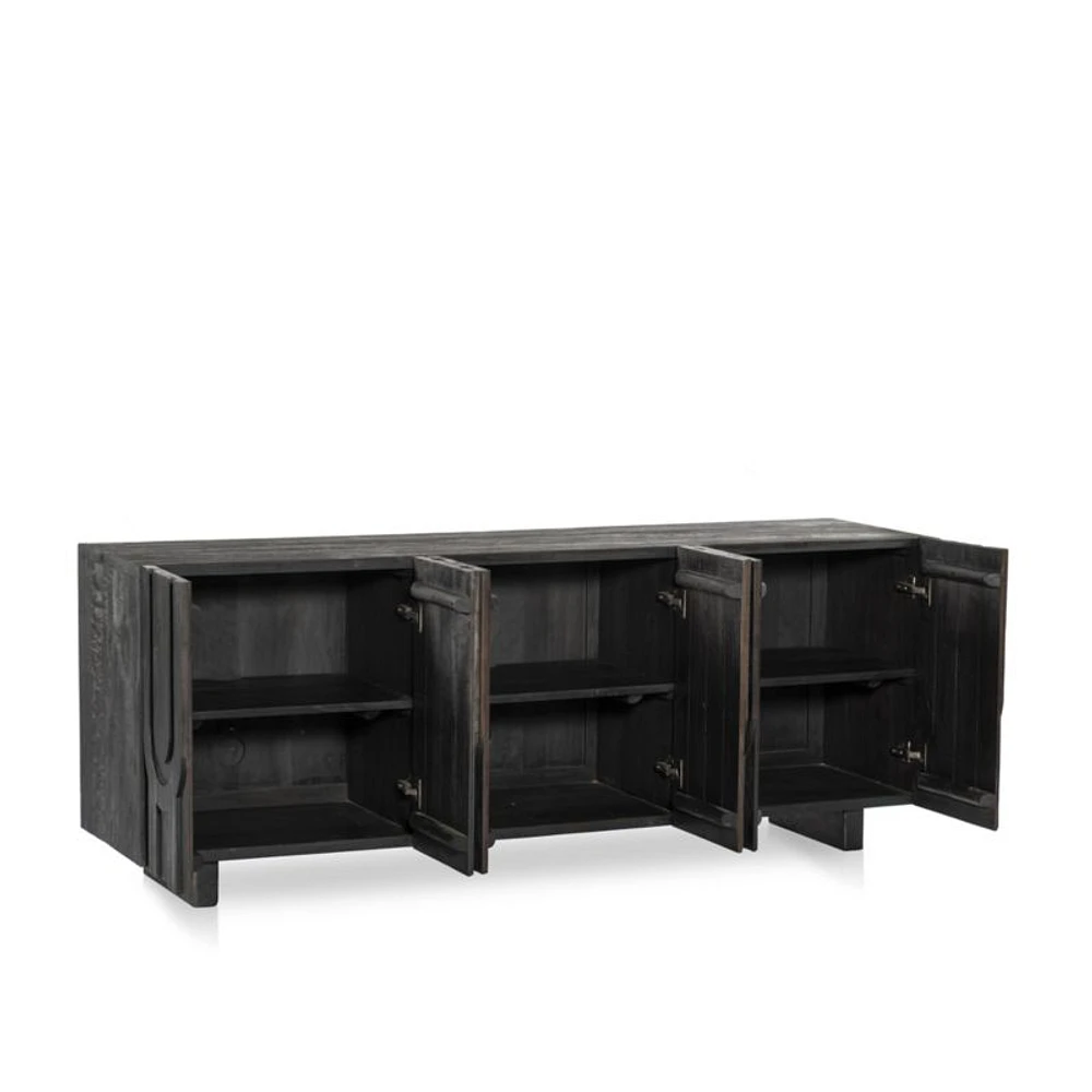 Camila 72" Aged Black Wood Storage Media Console