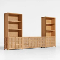 Campagna 154" Rattan and Natural Oak Wood Storage Media Console Set