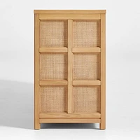 Campagna 76" Rattan and Natural Oak Wood Storage Media Console
