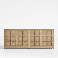 Campagna 76" Rattan and Natural Oak Wood Storage Media Console
