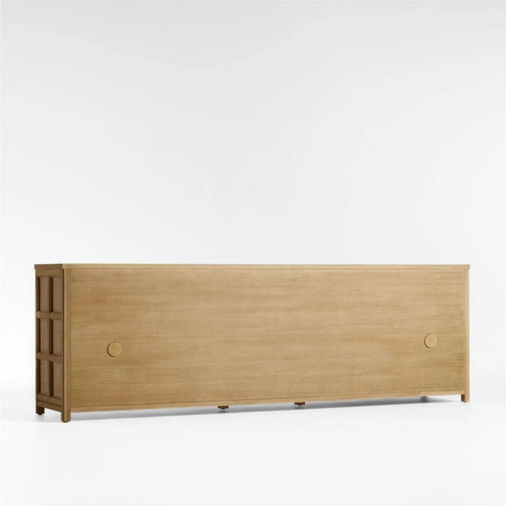 Campagna 94" Rattan and Natural Oak Wood Storage Media Console