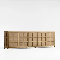 Campagna 94" Rattan and Natural Oak Wood Storage Media Console