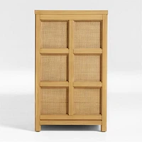 Campagna 94" Rattan and Natural Oak Wood Storage Media Console