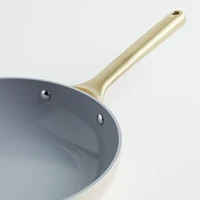 Caraway Cream Non-Stick Ceramic Fry Pan with Gold Hardware