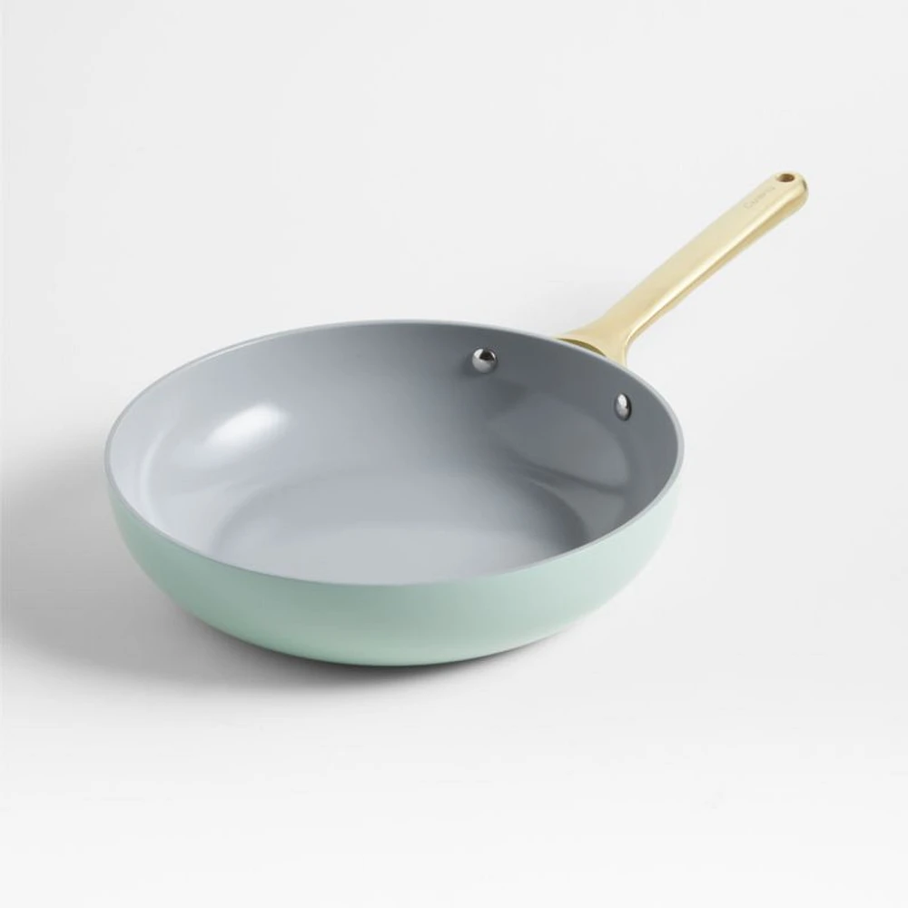 Caraway Silt Green Non-Stick Ceramic Fry Pan with Gold Hardware with Gold Hardware
