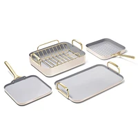 Caraway ® Cream Ceramic Non-Stick -Piece Cookware Set with Gold Hardware