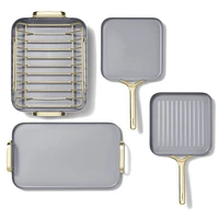 Caraway ® Cream Ceramic Non-Stick -Piece Cookware Set with Gold Hardware