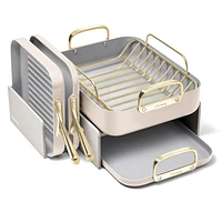 Caraway ® Cream Ceramic Non-Stick -Piece Cookware Set with Gold Hardware