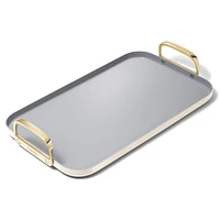 Caraway ® Cream Ceramic Non-Stick Double Burner Griddle with Gold Hardware