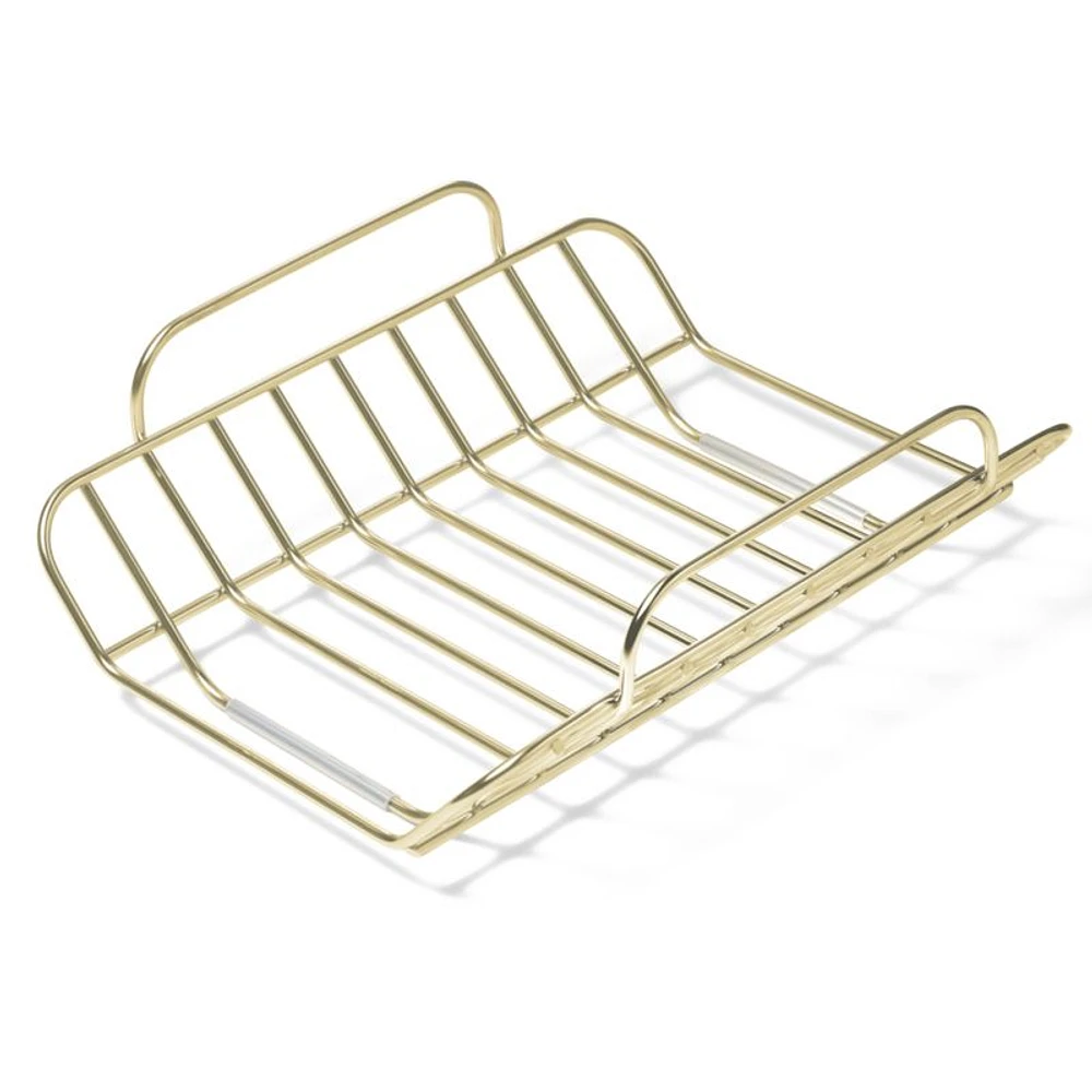 Caraway ® Cream Ceramic Non-Stick Roasting Pan with Rack & Gold Hardware