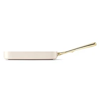 Caraway ® Cream Ceramic Non-Stick Square Grill Pan with Gold Hardware