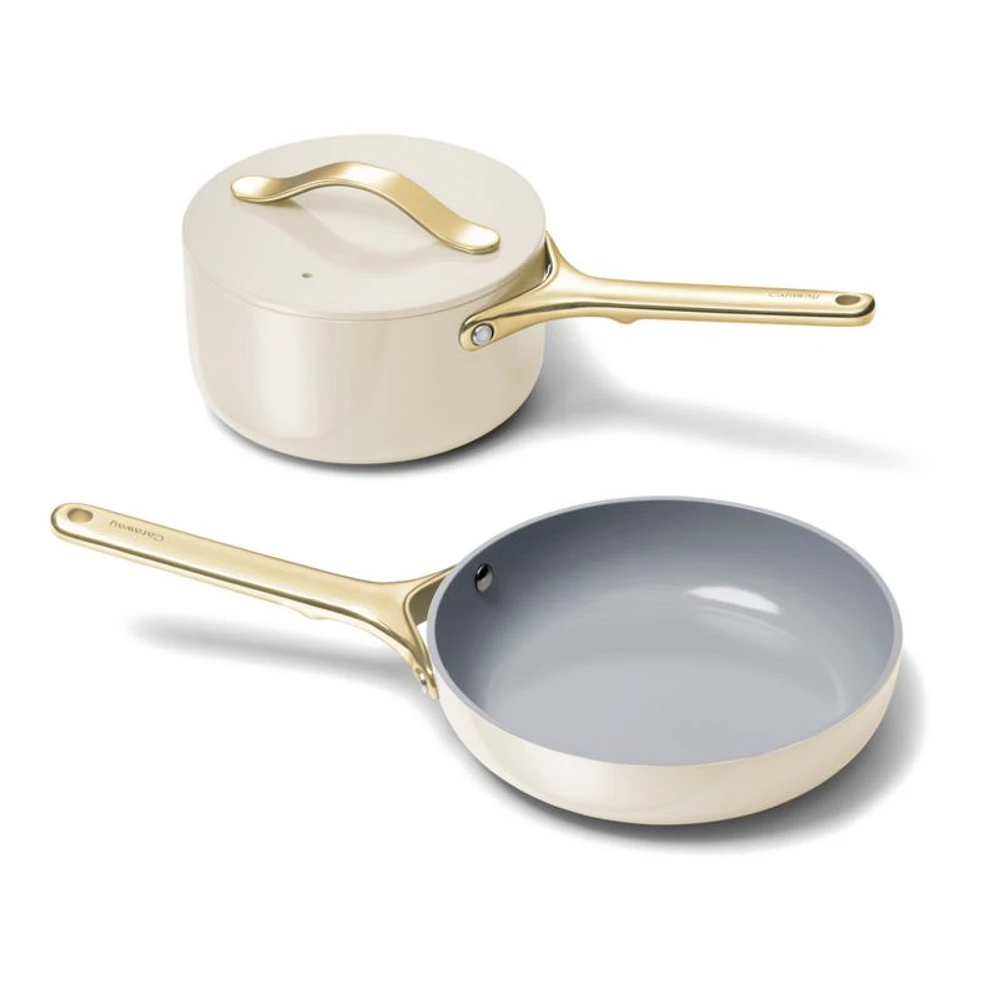 Caraway Home ® Cream Mini Cookware Duo with Gold Hardware