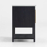 Carmen 36" White Marble Top Single Sink Black Ash Wood Vanity with Shelf
