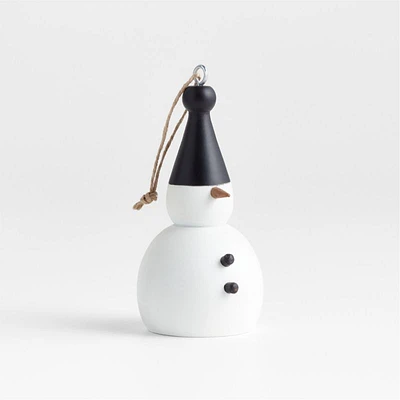 Carved Wood Snowman Christmas Tree Ornament