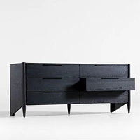 Casa Black Oak Wood 6-Drawer Dresser