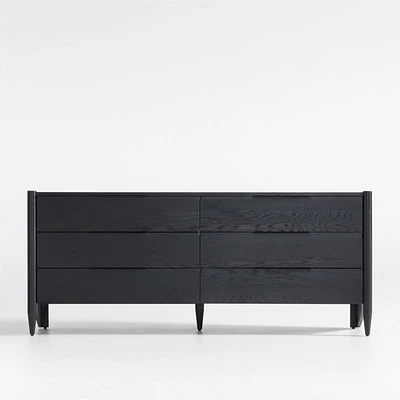 Casa Black Oak Wood 6-Drawer Dresser