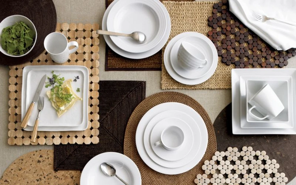 Mercer White Square Porcelain Appetizer Plates, Set of 8
