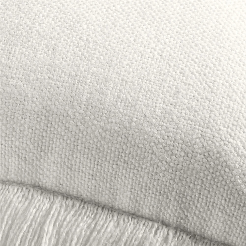 Casual Textured Fringe 23x23 Arctic Ivory Throw Pillow Cover