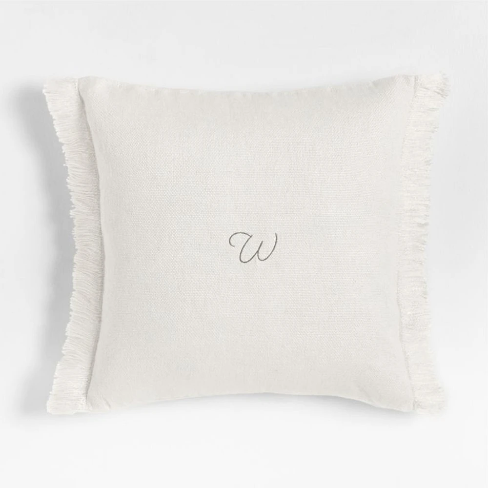 Casual Textured Fringe 23x23 Arctic Ivory Throw Pillow Cover