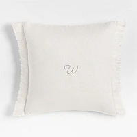 Casual Textured Fringe 23x23 Arctic Ivory Throw Pillow Cover
