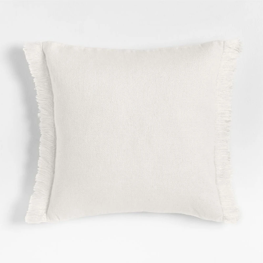 Casual Textured Fringe 23x23 Arctic Ivory Throw Pillow Cover