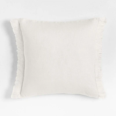 Casual Textured Fringe 23x23 Arctic Ivory Throw Pillow Cover