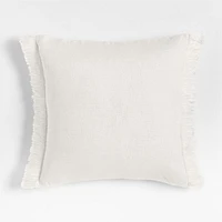 Casual Textured Fringe 23x23 Arctic Ivory Throw Pillow Cover